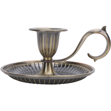 Vintage Candle Holder Round Bottom Taper Candle Stick Stand for Dinner Table Home Decoration Holiday Party Bronze
