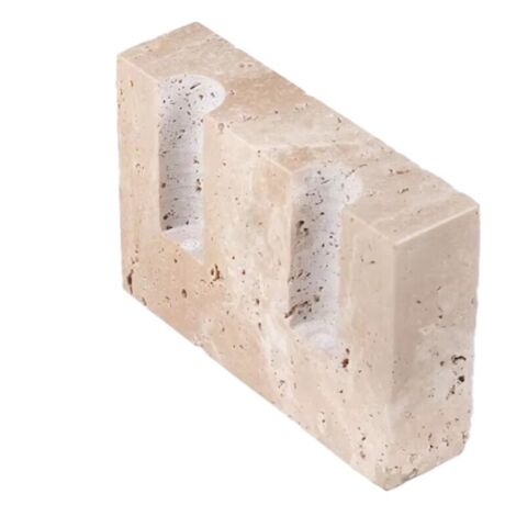 Vintage candlestick, travertine stone candlestick with 2 holes A