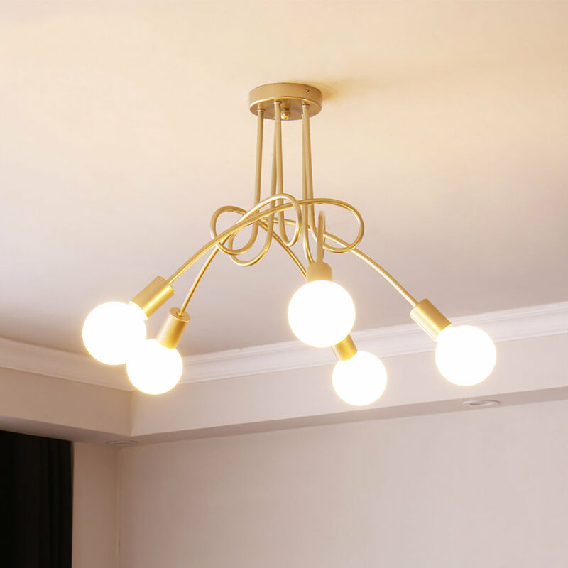 Vintage Ceiling Lamp Creative Ceiling Light Industrial 5 Heads Chandelier Retro Metal Pendant Light E27 Gold