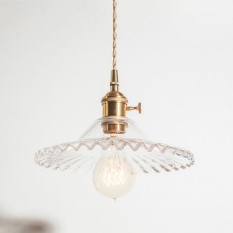 WOTTES Vintage Ceiling Pendant Light Fixture Decorative E27 Hanging Lamp Glass Chandelier Lamp Shade Transparent Color