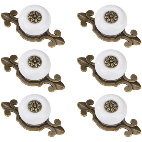 Vintage Ceramic Copper Drawer Knobs 6pcs with Screws for Furniture