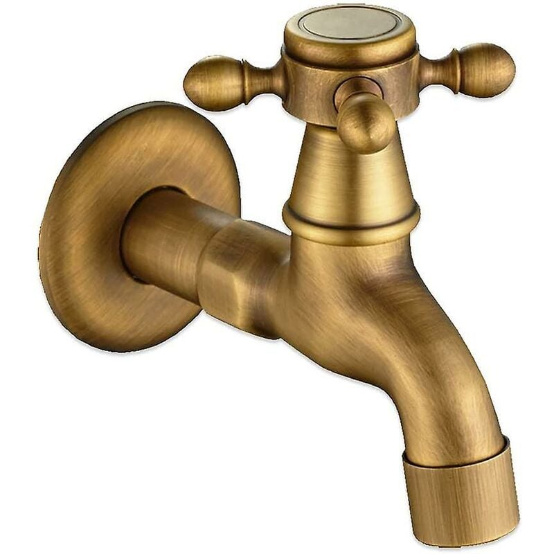 Vintage Cold Water Faucet with Single Handle G1/2 Interface - Wall Mounted Mop Faucet for Bathroom Sink (Bronze)