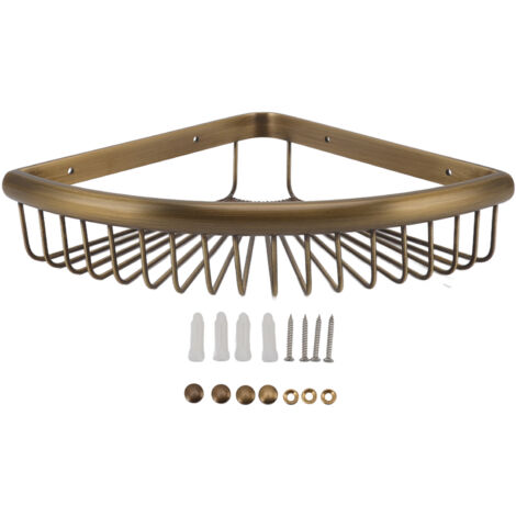 Vintage Corner Shower Caddy Brass Triangular Storage Rack Shelf Bathroom Organizer Corner Shelf