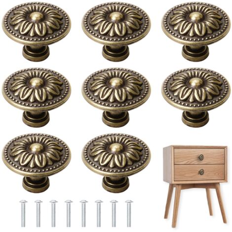 Vintage Cupboard Door Knobs 8 Pieces Zinc Alloy Kitchen Furniture Handles 30mm with Screws