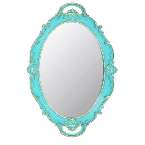 Vintage Decorative Oval Wall Mirror 37 x 25 cm (Blue)