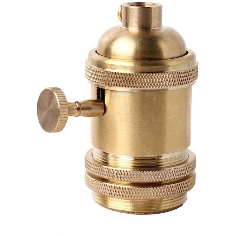 Vintage E26 E27 Bulb Holder Lamp Socket with Switch in Copper Brass Color (Gold)