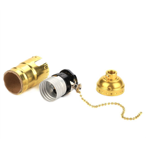 Vintage E27 Aluminiumfassung mit Kette für Schreibtischlampe, goldene Schraubleuchte