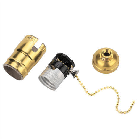 Vintage E27 Aluminiumfassung mit Kette für Schreibtischlampe, goldene Schraubleuchte