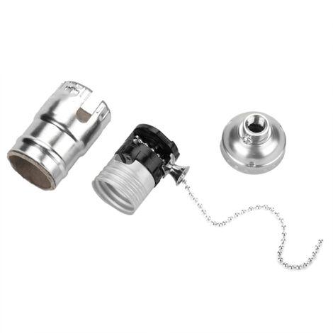 Vintage E27 Aluminiumfassung mit Kette für Schreibtischlampe, Schraubfassung (Silber)