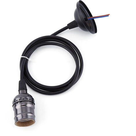 Vintage E27 Lampenfassung in Schwarzperle mit Kabel, ohne Schalter