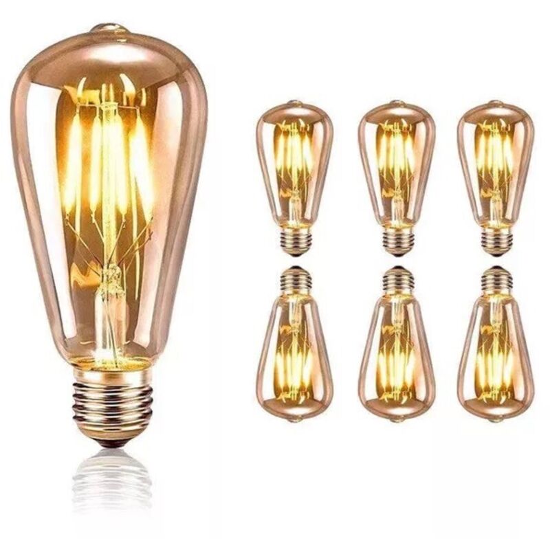 Vintage E27 LED-Glühbirne, dekorative ST64 Edison-Glühbirne, warmweiß, 4 W (entspricht 40 W Glühlampe), antike Retro-Dekorationslampe für Zuhause,