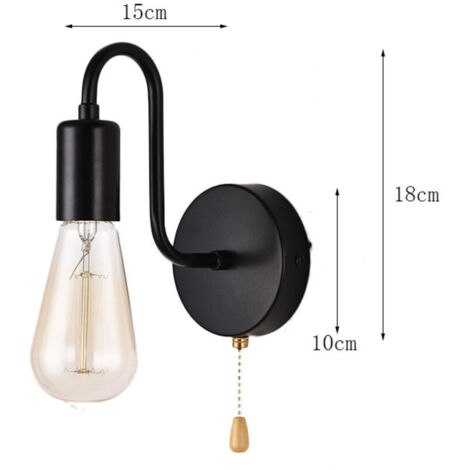Vintage E27 Standard-Wandleuchte, industrielle Retro-Metall-Wandleuchte für den Innenbereich mit Schalter für Wohnzimmer, Schlafzimmer