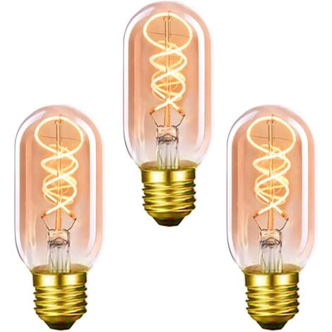 Vintage Edison E27 T45 4W LED-Glühbirne, Antik-Warmweiß, 3 Stück
