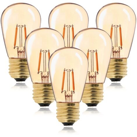 BEIJIYI Vintage Edison Filament LED Light Bulb ST45 E27, 1W Equivalent, 10W Incandescent Bulbs, 2200K Super Warm White, Gold Glass Decorative Lamp, Non-Dimmable, Amber, 6 Pack