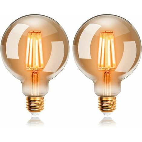 Vintage Edison G95 E27 LED Bulbs, 4W, Warm White 2200K, Retro Filament Bulb, Equivalent to 40W Incandescent Bulb, Non-Dimmable, Pack of 2