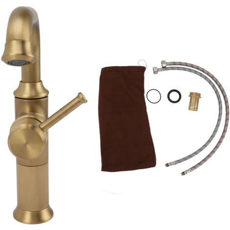 Vintage Einhebel-Waschtischarmatur, Warm- und Kaltwasseranschluss für Küche oder Bad, in Gold