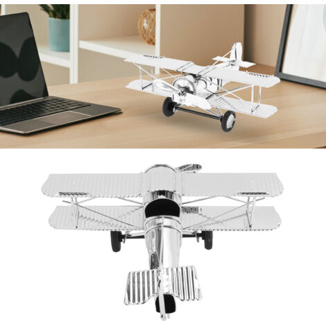 Vintage-Flugzeugdekoration, versilbertes Flugzeugmodell 7111U-1302, Schreibtischornament aus Eisen, Tischplatte, 16,3 cm, einzigartige Silberoberfläche, feine Handwerkskunst