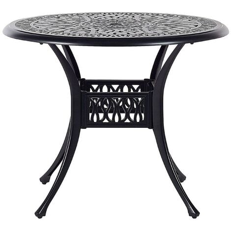 Vintage Garden Outdoor Dining Table Black Aluminium Round ø 90 cm Ancona