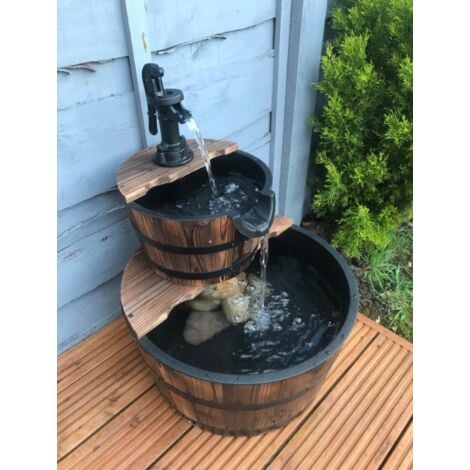 Vintage Garden Water Pump Outdoor Fountain Feature Wooden Patio Cascade Decor