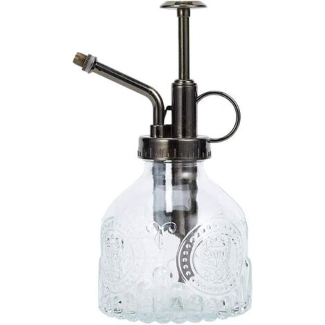 Vintage Glas-Sprühflasche mit Pumpaufsatz, kleine Gießkanne für Zimmer- und Gartenpflanzen, transparent