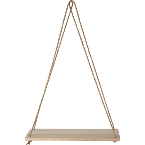 Vintage-Hängeregal aus Juteholz, umweltfreundlich für rustikal-minimalistische, handgefertigte Dekoration  Maße: 35 x 14 x 0,9 cm, Braun/Weiß  Regal- und Hakenset mit robusten Seilen, Tragkraft und La