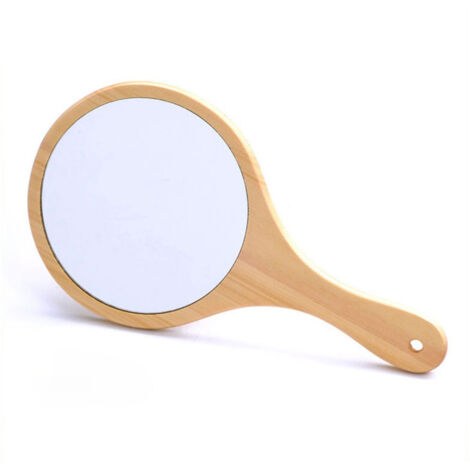 Vintage-Handspiegel aus Holz für Damen-Make-up, tragbar mit Aufhängegriff