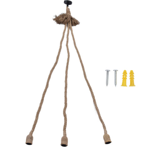 Vintage Hanfseil für Pendelleuchten – 1,5 m mit 3 Fassungen – Wohndekoration 85–265 V