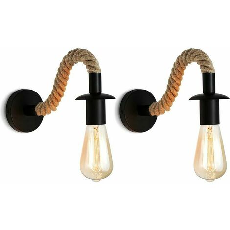 Vintage Hanfseil Wandleuchte Industrial Wandleuchte Idea E27, 110/220V Guazhuni 2St