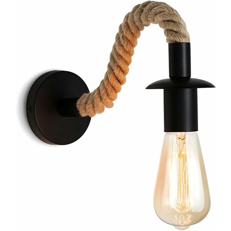 Vintage Hanfseil-Wandleuchte Industrielle Wandleuchte Ideal für einen Loft-Flur oder Schlafzimmer E27-Leuchte