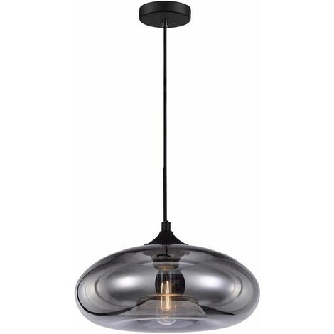 VOLAVO Vintage Industrielle runde Pendelleuchte aus farbigem Glas, Retro Loft Bar E27 Deckenpendelleuchte, Kronleuchter für Küche Esszimmer Schlafzimmer (Silber) [Energieklasse A+]
