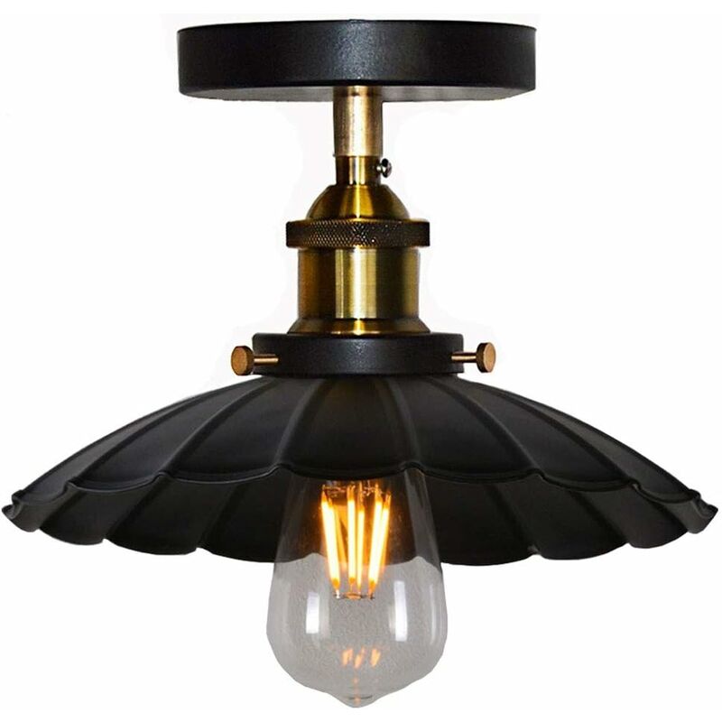 Vintage Industrial Ceiling Light Iron Metal Chandelier Retro Ceiling Lamp E27 for Loft Bar (Black)