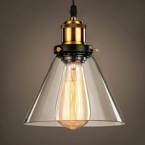 Vintage Industrial Edison Pendelleuchte Glasschirm Lampe Deckenpendelleuchte Edison Lampe E27 für Beleuchtung Küche Esszimmer Wohnzimmer Kinderzimmer Restaurant [edel