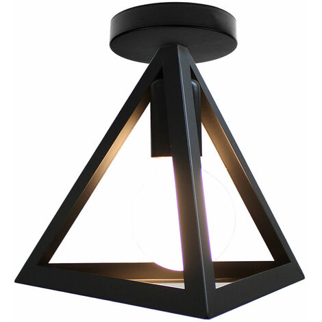 main image of "Vintage Industrial Flush Ceiling Light, Edison E27 Creative Decoration Bar Bedroom Living Room Ceiling Lamp - Black - Black"