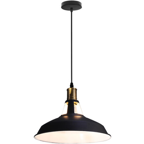 Vintage industrial lighting pendant light, bedroom kitchen bathroom decoration adjustable modern metal Ø27cm Black - Black
