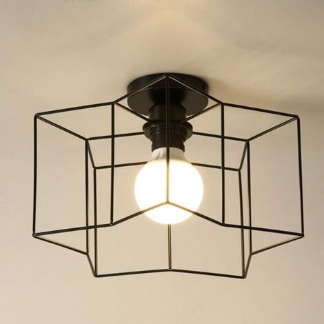 Vintage industrial metal cage star ceiling light, retro loft office cafe ceiling light, decorative lighting