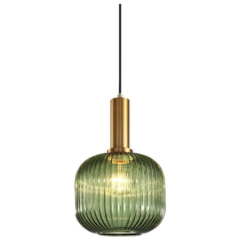 Vintage Industrial Pendant Light, Modern Retro Style Pendant Lamp, Glass Shade with Polished Brass Lamp [Energy Class A++]