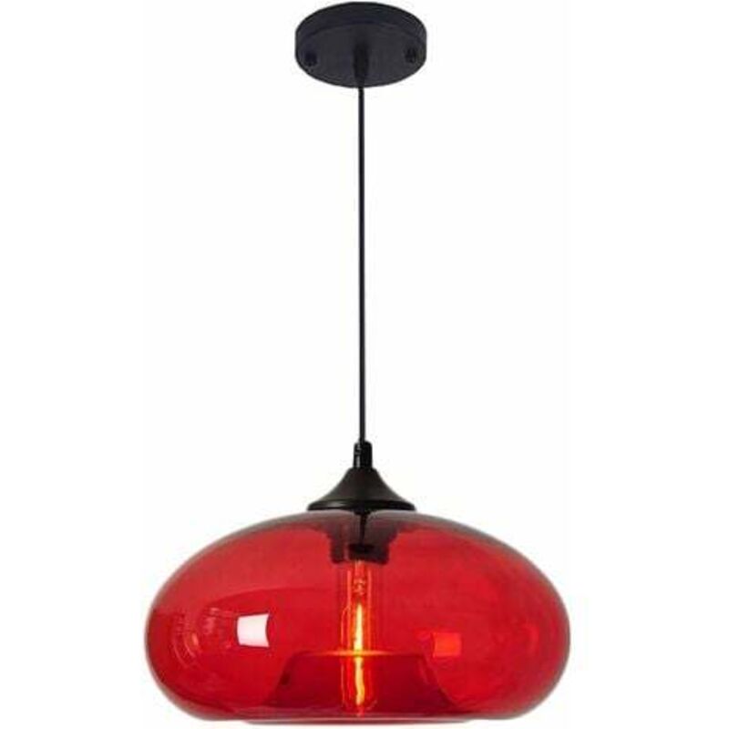 Image of Vintage Industrial Round Colored Glass Pendant&hellip;
