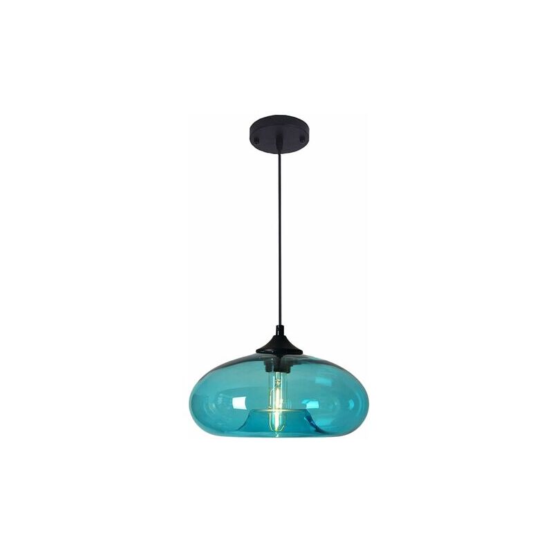 Image of Vintage Industrial Round Colored Glass Pendant&hellip;