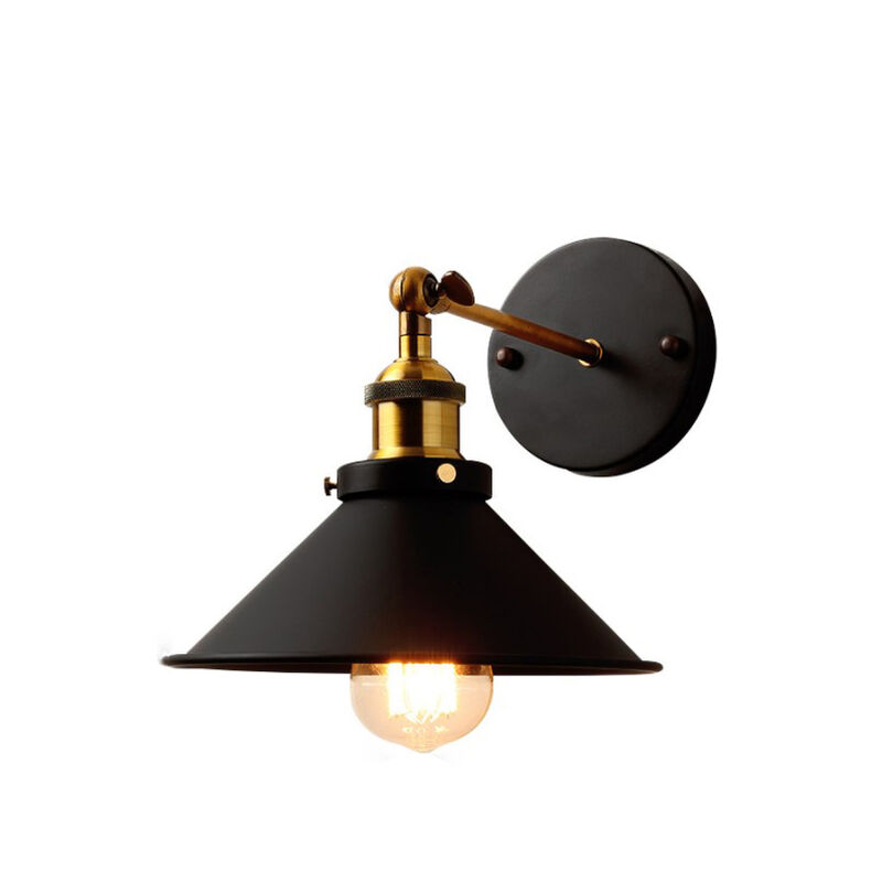 Wottes - Vintage Industrial Wall Lamp E27 Metal Wall Light Indoor Wall Sconce Black for Living Room Bedroom