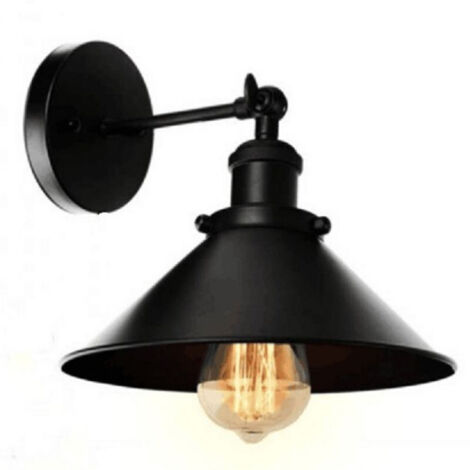 Vintage Industrial Wall Light Lamp Shade Double Black Sconce Retro Wall Light Fixtures Metal E27 Perfect for Kitchen Restaurant Loft Coffee Bar(Bulb Not Included）-All black