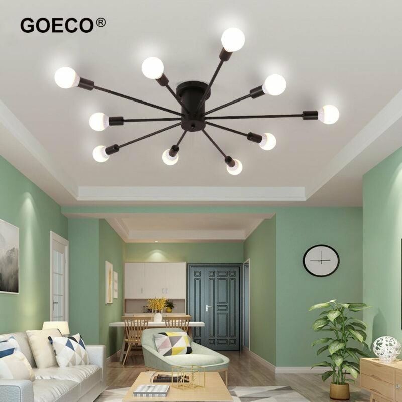 Goeco - Vintage Industrie Kronleuchter Licht Moderne Spinne LED Lampe Für Schlafzimmer Wohnzimmer E27 Retro Schwarz Leuchte Wohnkultur