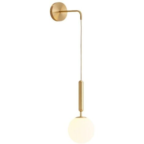 Vintage-Industrie-Wandleuchten, 15 cm weiße Glaskugel und goldene Metall-Wandleuchte für Schlafzimmer, Wohnzimmer (Lichtquelle nicht im Lieferumfang enthalten)