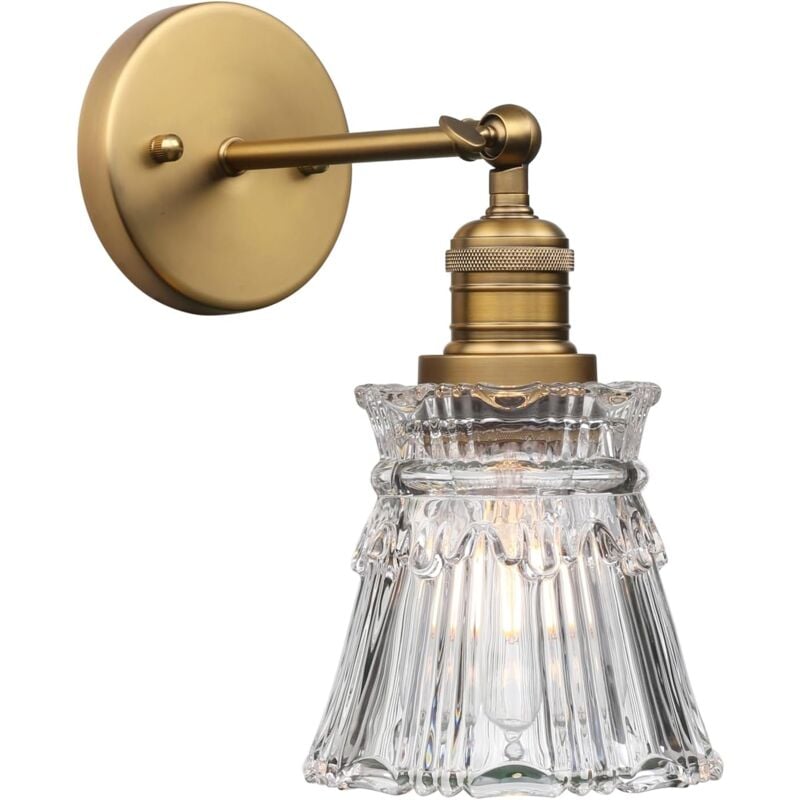 Vintage Industriel Applique Murale E27 Luminaires Intérieur Abat-jour en Verre à Rayures Pétales Lampe Murale pour Salon,Chambre, Salle à Manger,