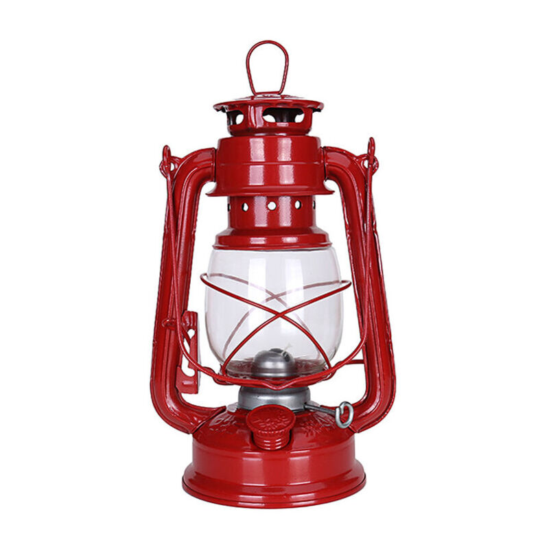 Hoopzi - Vintage Kerosene Lantern, 25cm Portable Classic Kerosene Lamp, Retro Kerosene Lamp, Outdoor Camping Lights Red