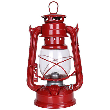 Vintage Kerosene Lantern, 25cm Portable Classic Kerosene Lamp, Retro Kerosene Lamp, Outdoor Camping Lights Red