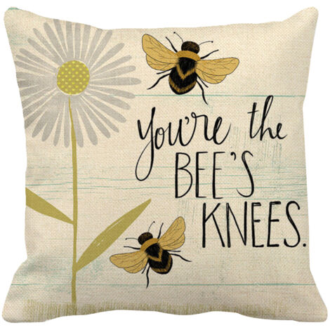 Vintage-Kissenbezug mit Bienenmotiv, 45 x 45 cm, Sofakissenbezug, Wohnaccessoire