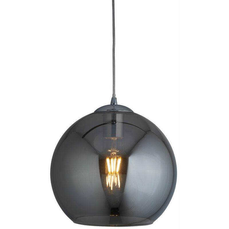 Image of Balls - Sospensione a soffitto a 1 luce a cupola Cromo, Vetro fumé, E27 - Searchlight