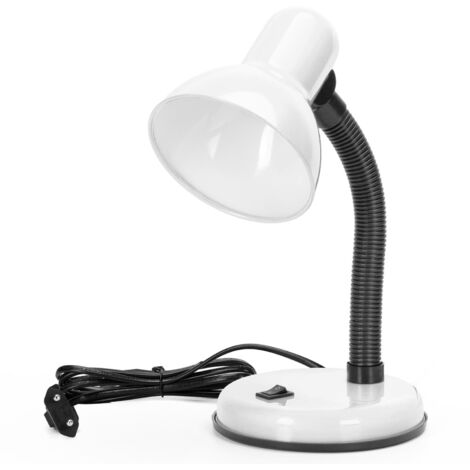 Vintage Lampe de Bureau， Lampe de Table Retro avec Prise， Sans Ampoule， Compatible avec Les Ampoules LED Modele E27， Colonne de Lampe Reglable， Blanc
