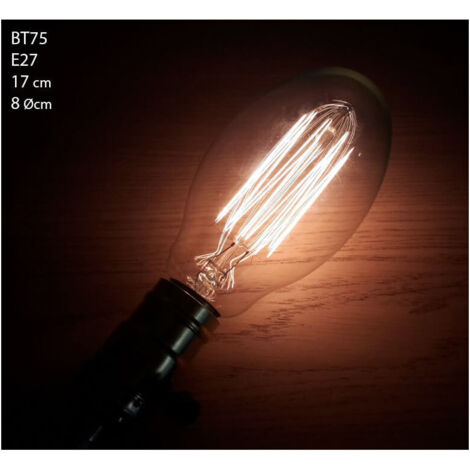 Vintage Lampe Glühbirne Edison E27 BT75 scheinbare Filamente  2