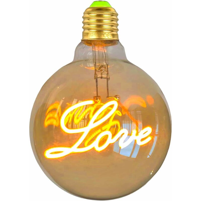 Vintage Led Ampoule Love G125 4W Dimmable 2300K Super Jaune Chaud Décoratif Edison Ampoule Pendentif Ampoule [Classe énergétique g]